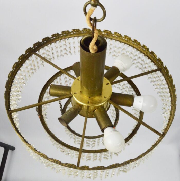 glass and metal chandelier 1960s 6663