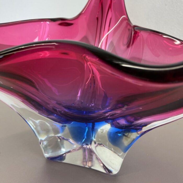 glass bowl shell centerpiece from fratelli toso italy 1970s 11