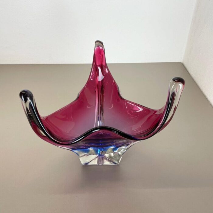 glass bowl shell centerpiece from fratelli toso italy 1970s 3