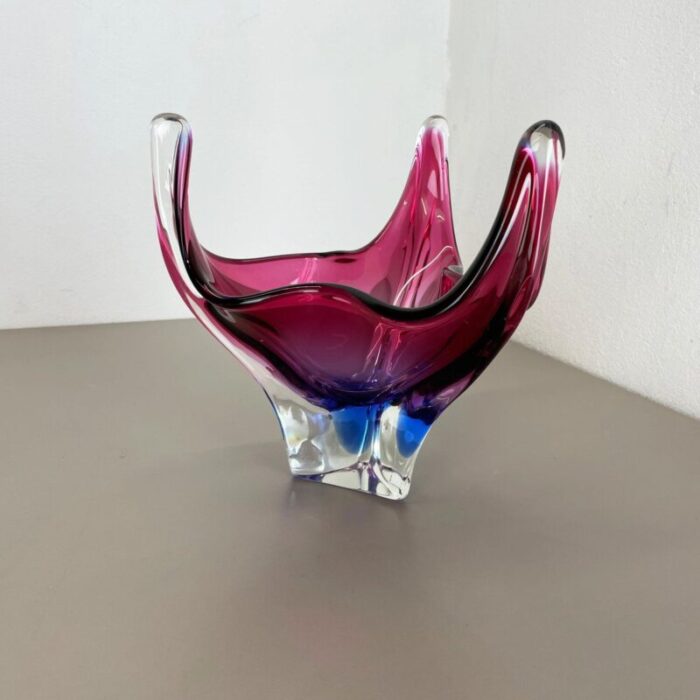 glass bowl shell centerpiece from fratelli toso italy 1970s 4