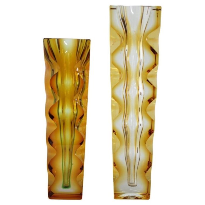 glass vases by oldrich lipsky czechoslovakia 1970s set of 2 1