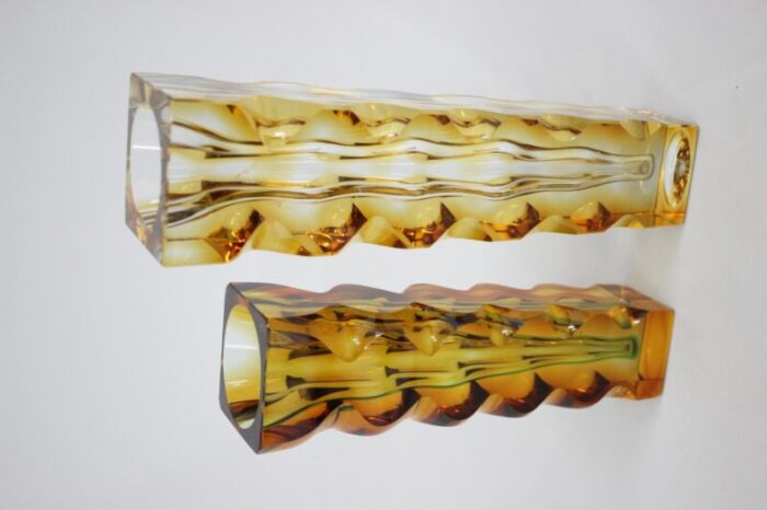 glass vases by oldrich lipsky czechoslovakia 1970s set of 2 5