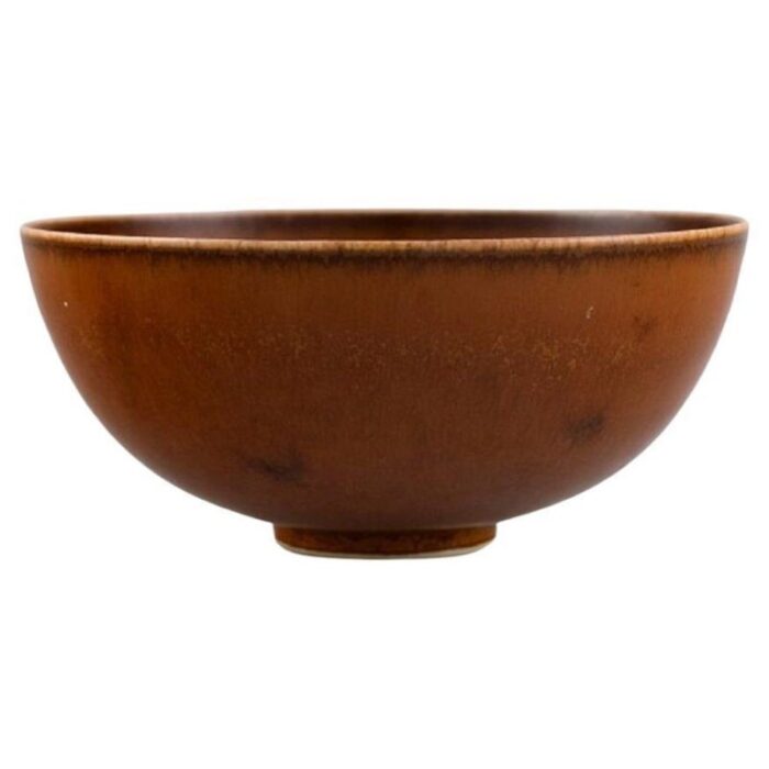 glazed stoneware bowl in brown shades from saxbo mid 20th century 1