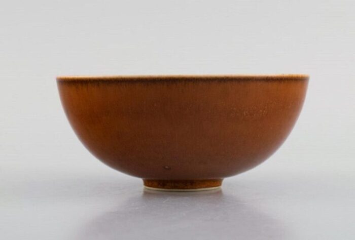 glazed stoneware bowl in brown shades from saxbo mid 20th century 5