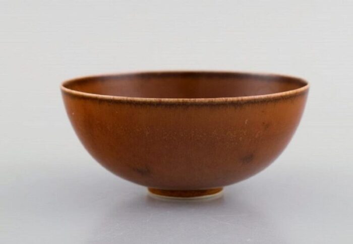 glazed stoneware bowl in brown shades from saxbo mid 20th century 6