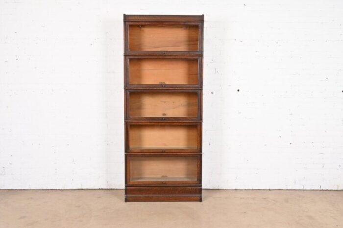 globe wernicke arts and crafts oak five stack barrister bookcase circa 1920s 2056