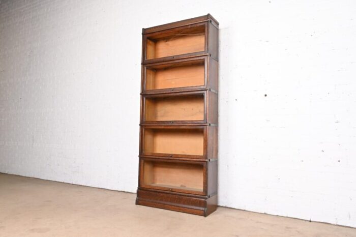 globe wernicke arts and crafts oak five stack barrister bookcase circa 1920s 2664