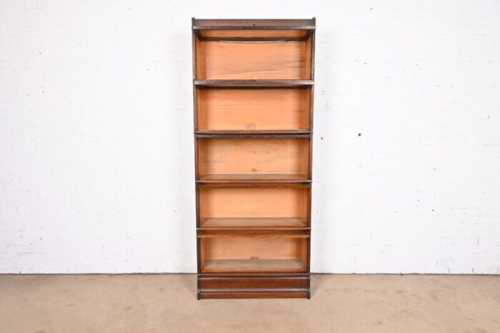 globe wernicke arts and crafts oak five stack barrister bookcase circa 1920s 3458