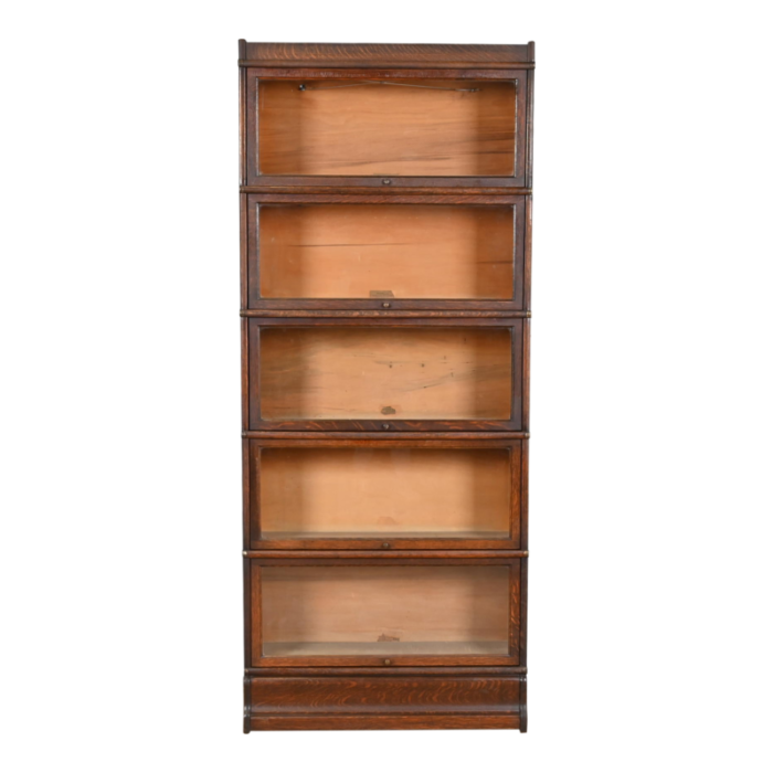 globe wernicke arts and crafts oak five stack barrister bookcase circa 1920s 4156