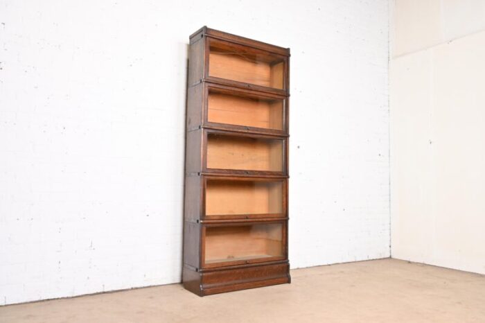 globe wernicke arts and crafts oak five stack barrister bookcase circa 1920s 8038