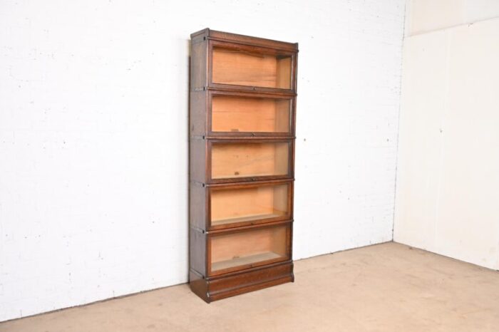 globe wernicke arts and crafts oak five stack barrister bookcase circa 1920s 8567