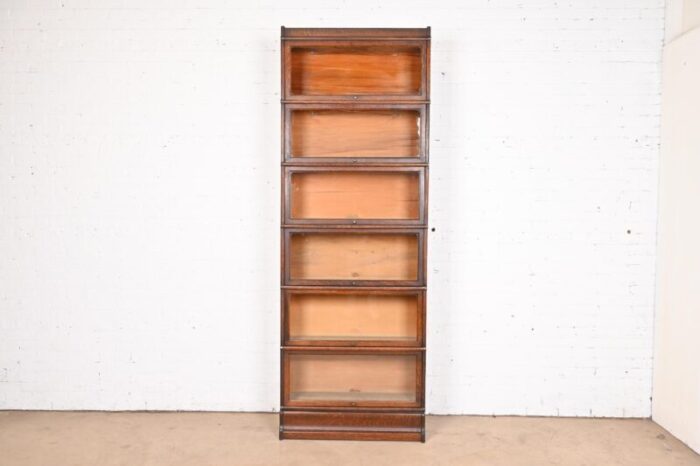 globe wernicke arts and crafts oak six stack barrister bookcase circa 1920s 2632