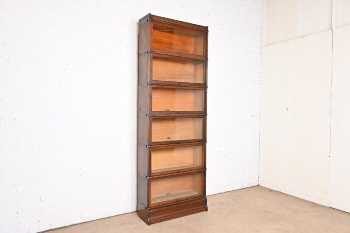 globe wernicke arts and crafts oak six stack barrister bookcase circa 1920s 3778