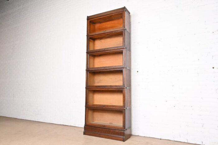 globe wernicke arts and crafts oak six stack barrister bookcase circa 1920s 4602