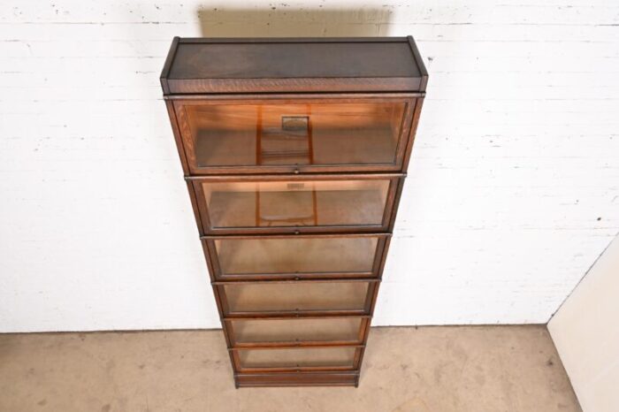 globe wernicke arts and crafts oak six stack barrister bookcase circa 1920s 5252