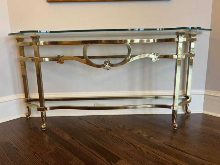 gold brass and glass labarge console table 5312