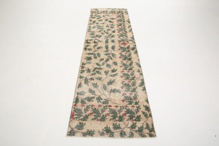 green and beige runner rug 2