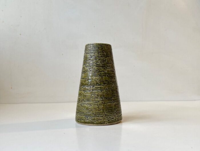 green chamotte stoneware vase by gunnar nylund sweden 1960s 2