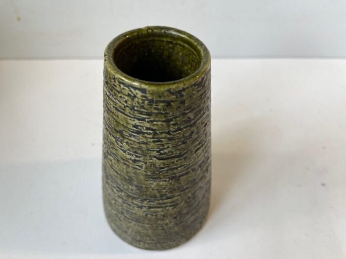 green chamotte stoneware vase by gunnar nylund sweden 1960s 3