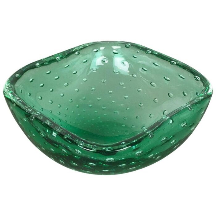 green murano glass bullicante bowl or ashtray italy 1970s 1