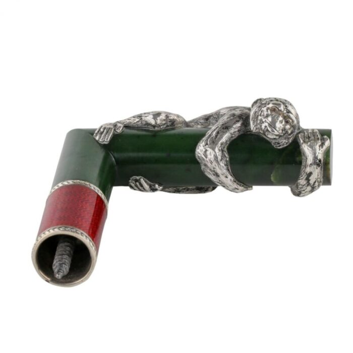 guilloche enamel and jade silver cane handle by julius rappaport for faberge 6