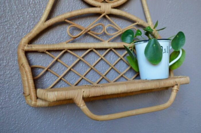 hallway or bathroom mirror in bamboo and rattan 1960s 6