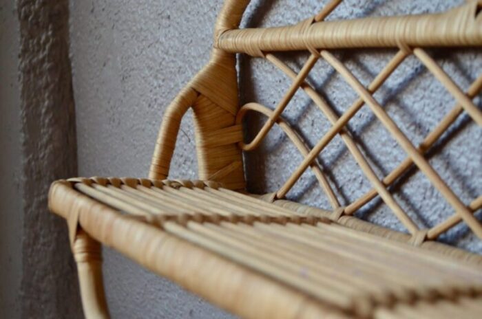 hallway or bathroom mirror in bamboo and rattan 1960s 7