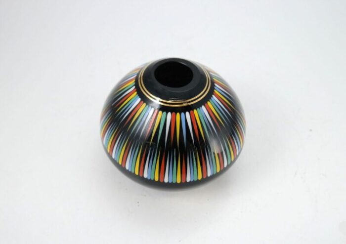 hand painted black glass vase from veb kunstglas arnstadt 1960s 6