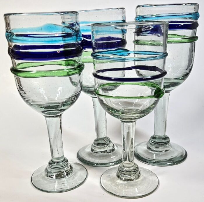 handblown coastal goblets set of four 0484