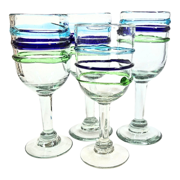 handblown coastal goblets set of four 0560