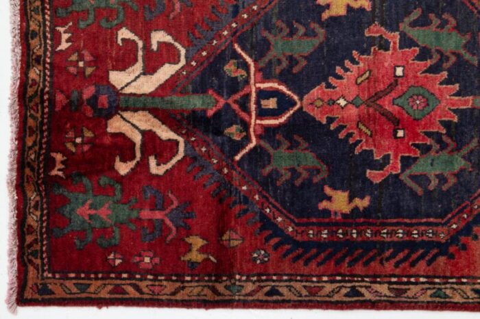 handmade red vintage heriz wool runner with tribal design 6909