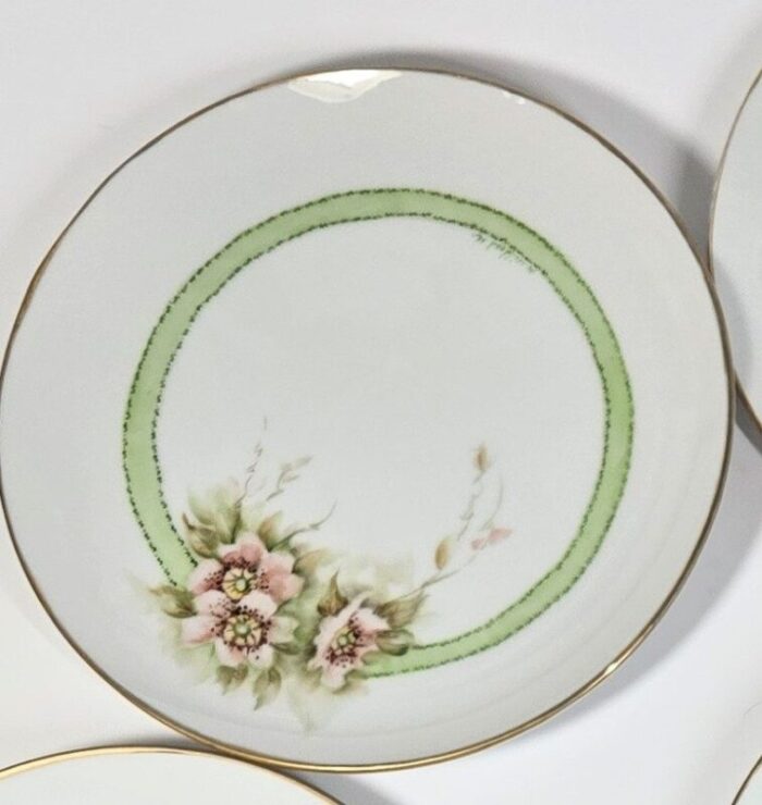 handpainted botanical plates set of eight 1027