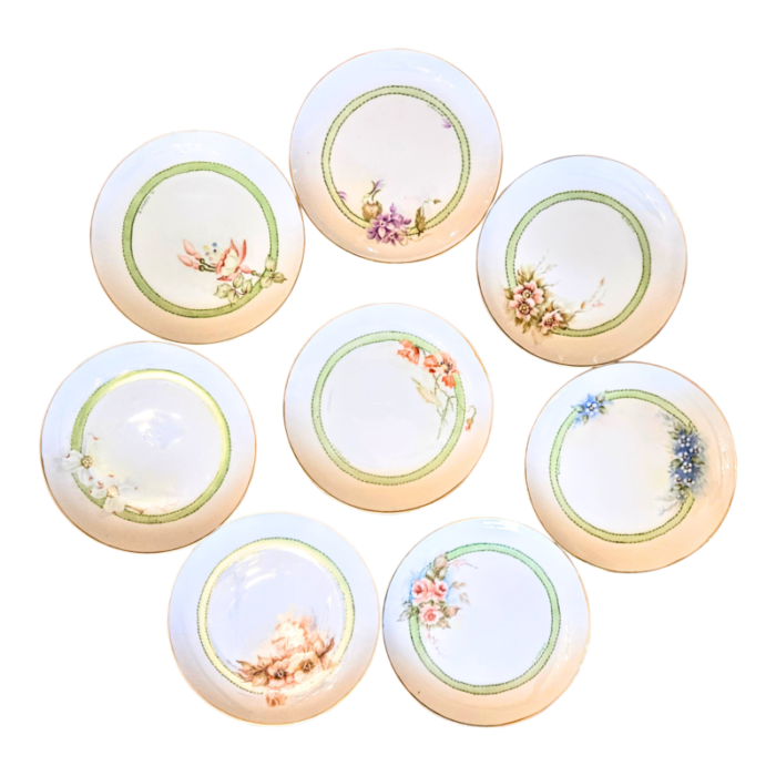 handpainted botanical plates set of eight 2266