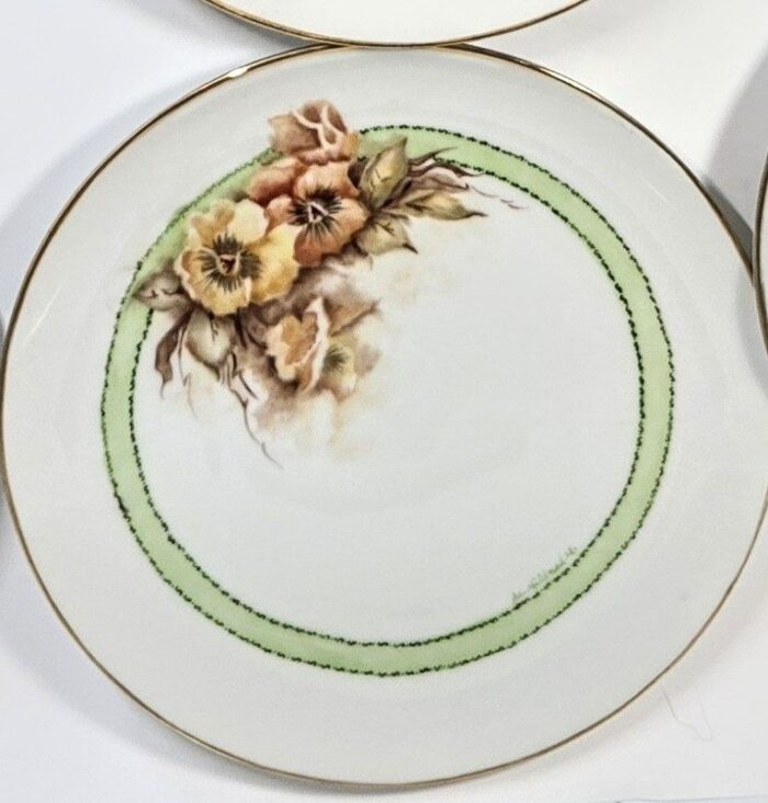 handpainted botanical plates set of eight 3432