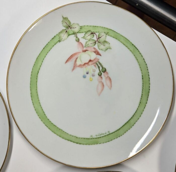 handpainted botanical plates set of eight 4764