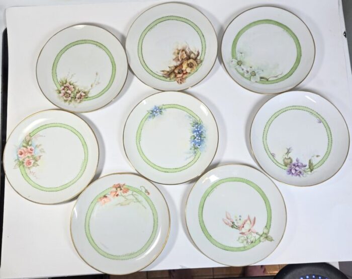 handpainted botanical plates set of eight 9909