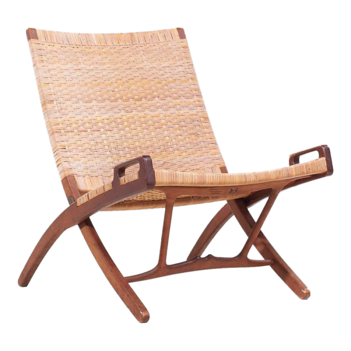 hans wegner model jh 512 mid century oak folding lounge chair 0543