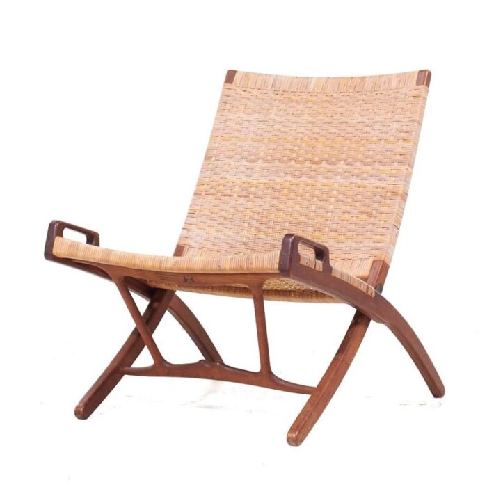 hans wegner model jh 512 mid century oak folding lounge chair 1303