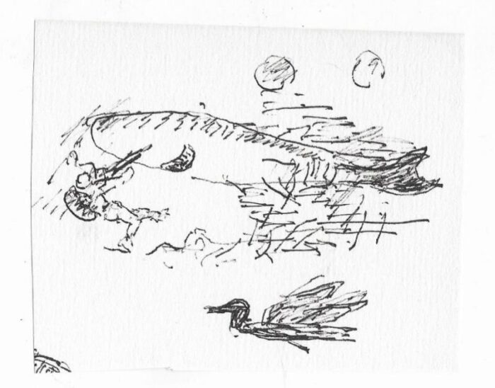 hayward cirker miniature shark and diver drawing 8760