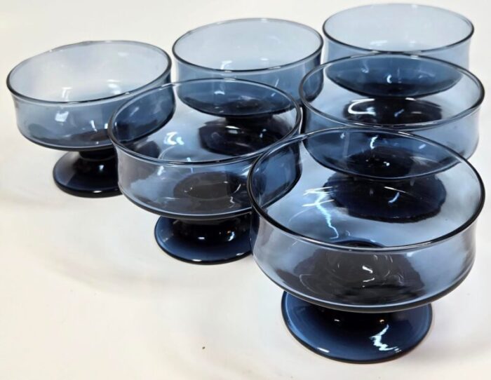 hazy blue champagne coupes set of six 0600