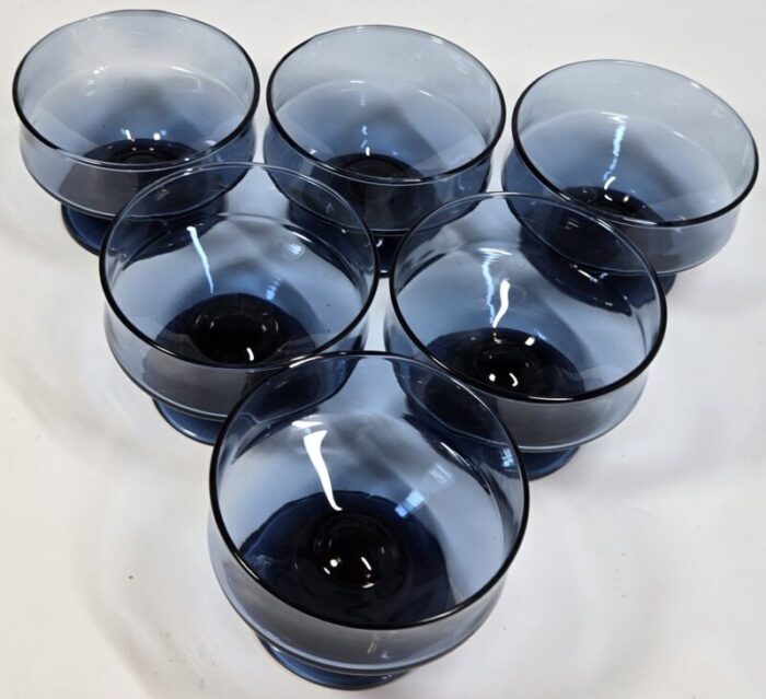 hazy blue champagne coupes set of six 7460