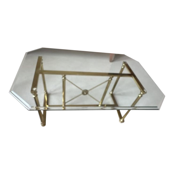 heavy glass and brass coffee table 2146