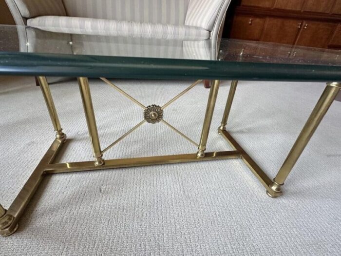 heavy glass and brass coffee table 8803