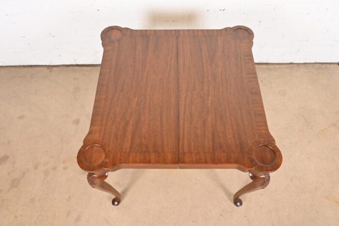 henredon queen anne carved mahogany breakfast table or game table newly refinished 2395