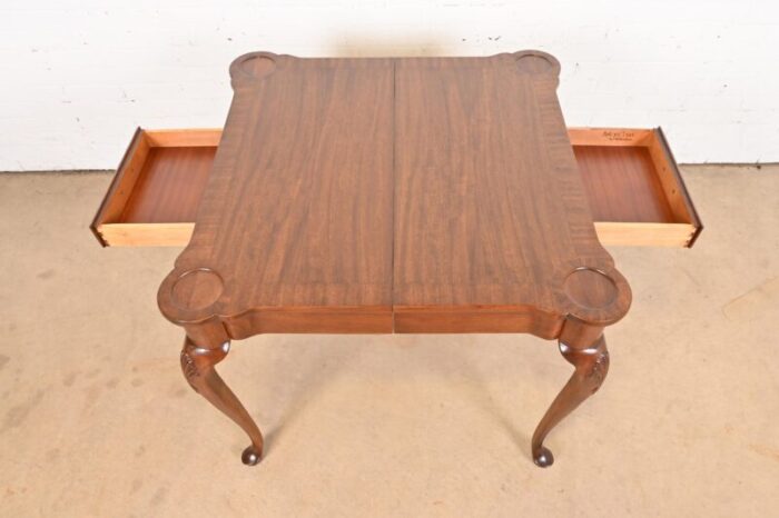 henredon queen anne carved mahogany breakfast table or game table newly refinished 4600