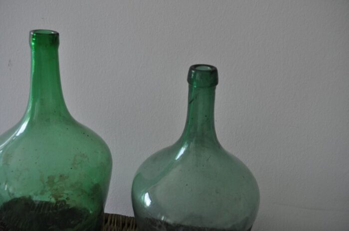 hungarian green wine bottles 1960s set of 2 2