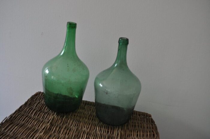 hungarian green wine bottles 1960s set of 2 3