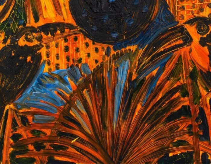 hunt slonem palms and toucans oil on canvas 1989 6187