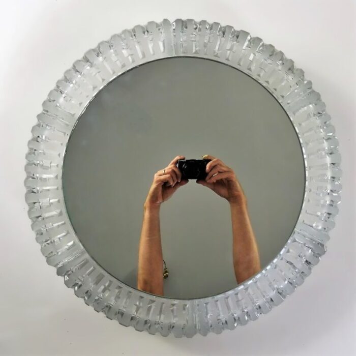 illuminated mirror with glass frame 1970s 1