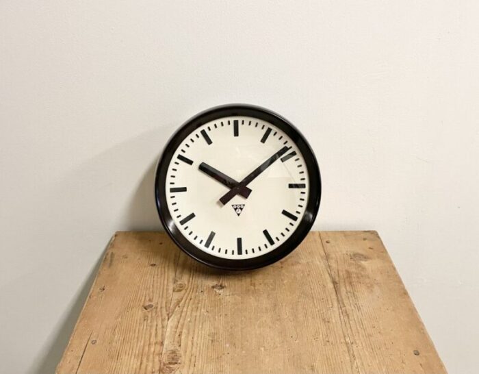 industrial bakelite factory wall clock from pragotron 1960s 1